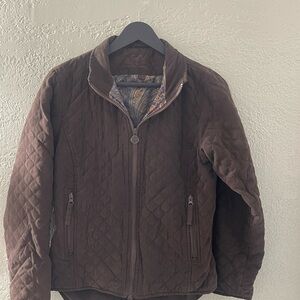 VTG Outback Trading Co. Elegant Brown Quilted Bomber Jacket Size Small